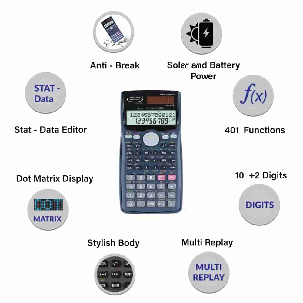 Bambalio 991Ms 2 Line LCD Display Scientific Calculator