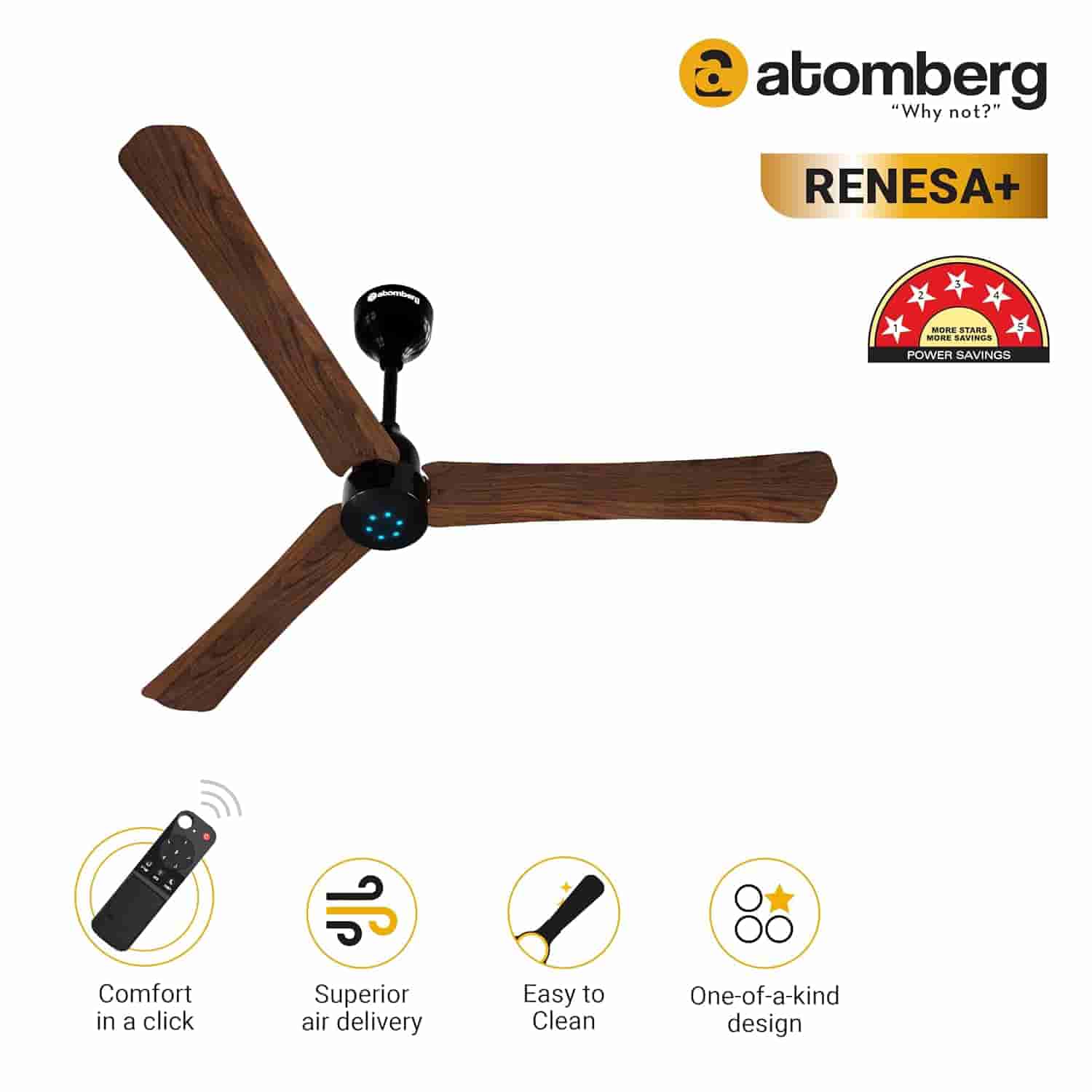 Atomberg Renesa+ CF 1.2M BLK Dark Walnut