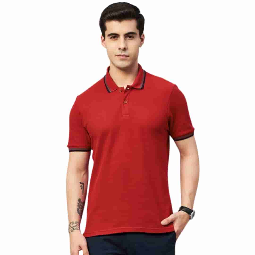 Marks & Spencer Red Cotton Polo T-Shirt - Casual and Cool