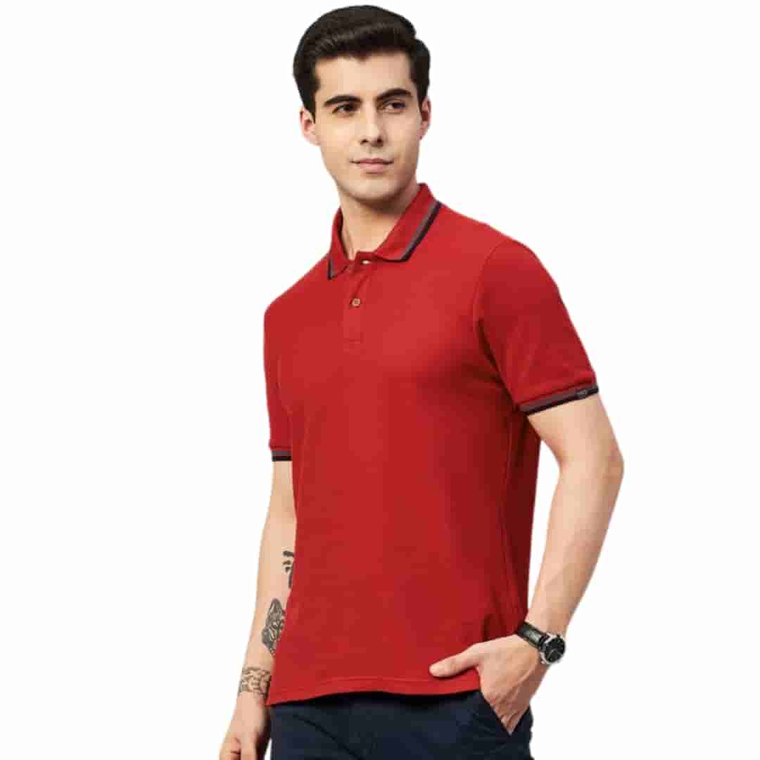 Marks & Spencer Red Cotton Polo T-Shirt - Casual and Cool