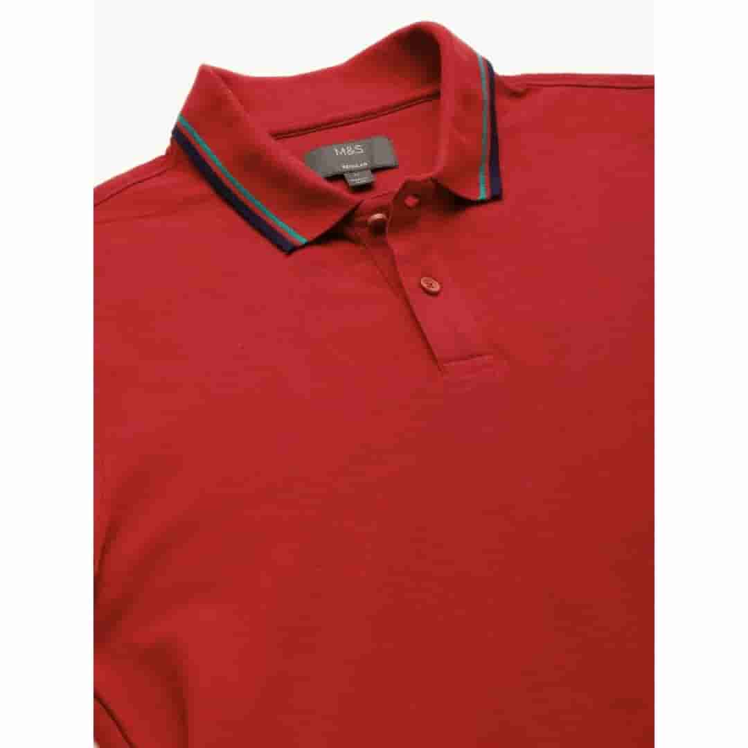 Marks & Spencer Red Cotton Polo T-Shirt - Casual and Cool
