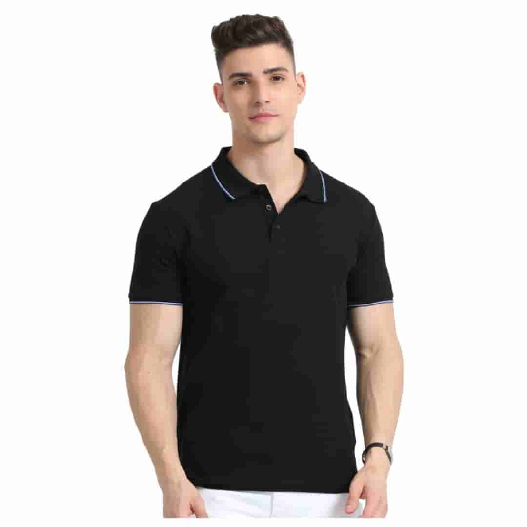 Skechers Black Polo with Tipping - Trendy Men's T-Shirt