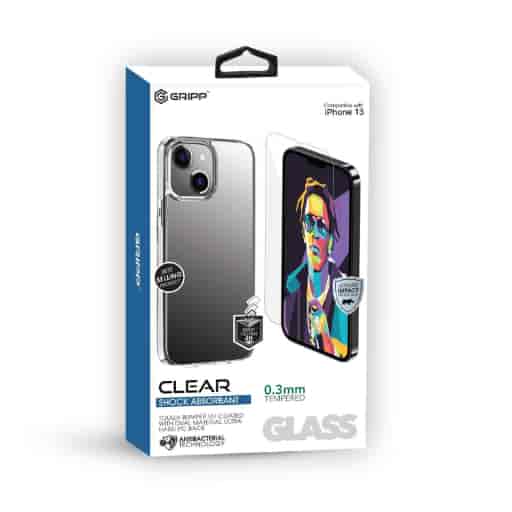 Gripp Iphone 13 Back Case & Tempered Glass