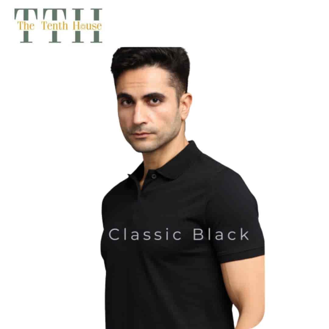 TTH Jacquard Polo T Shirt Black