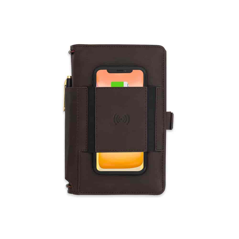 Pennline Superbook-Mini Organiser Wireless Charging with Power Bank Brown