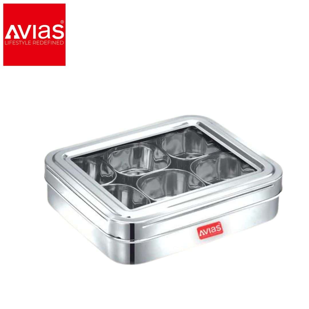 Avias 6 Square Spice Box (Plain) � Spice Organizer