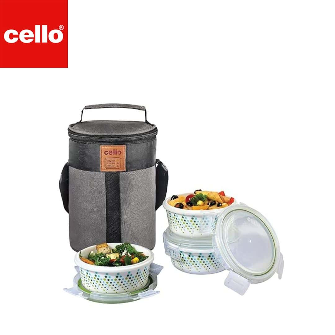 Cello Lunch Box W Jacket 3Pc - Bubble Drop