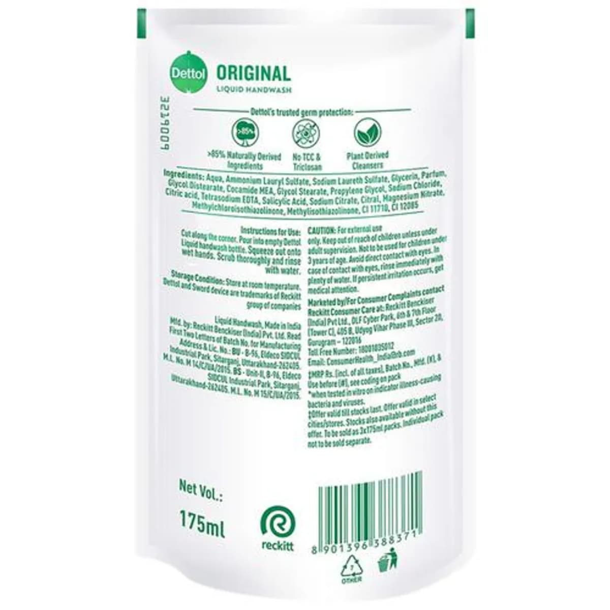 Dettol Liquide Handwash Pouch Refill 175ml