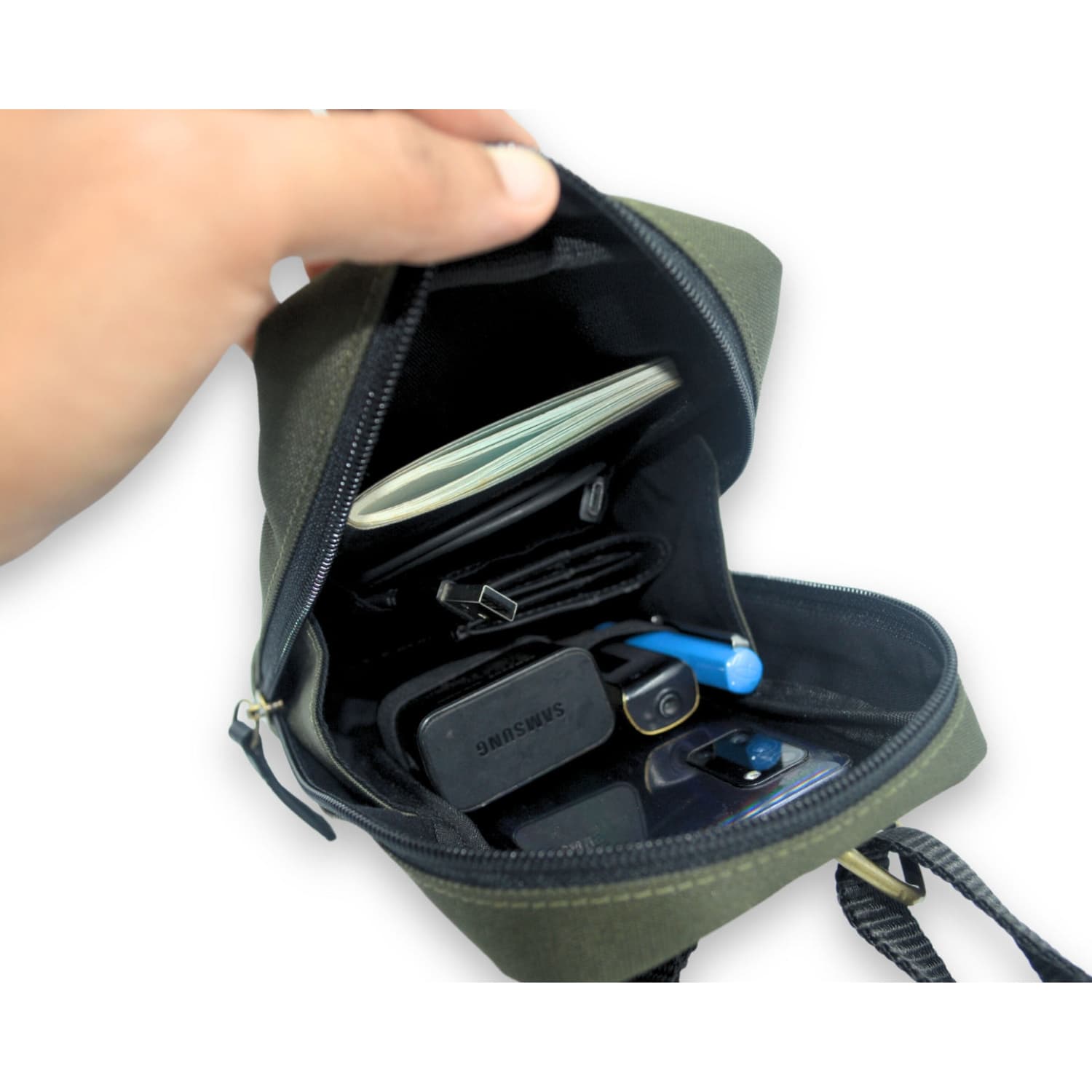 Leather Chef City Sling Bag Olive
