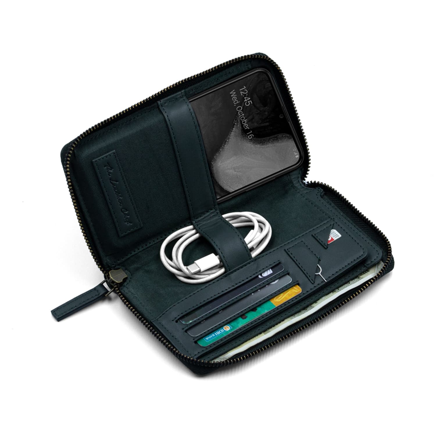 Leather Chef Noble Mobile Clutch Army Green