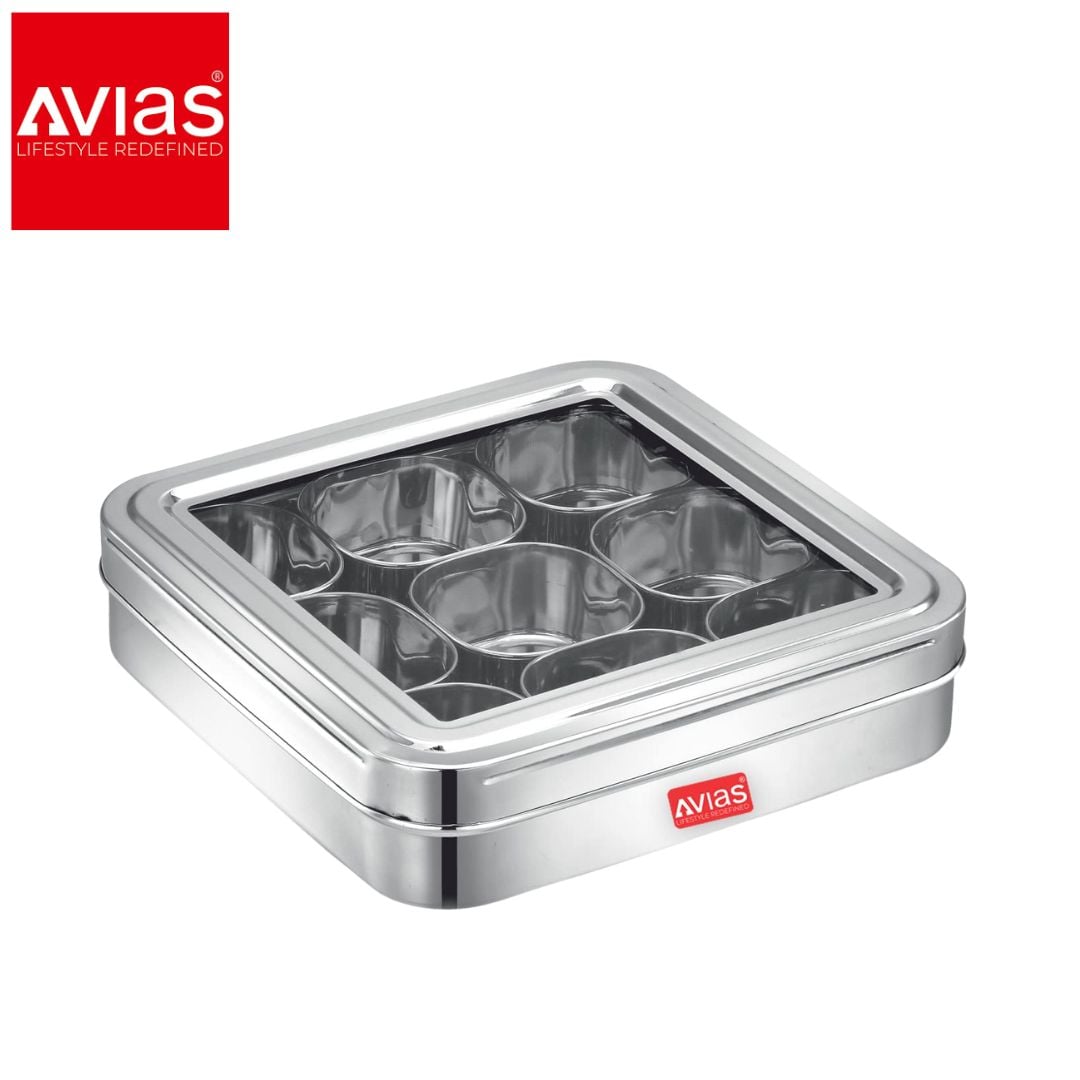 Avias 9 Square Spice Box (Plain) � Spice Organizer