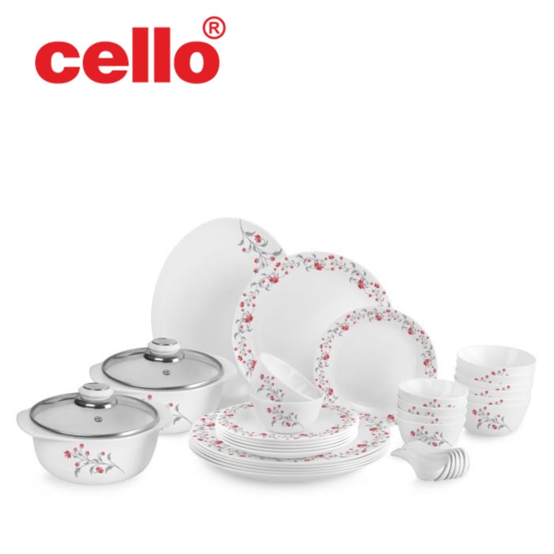 Complete Dinnerware Set: Cello Zarah Ds 37 Pcs (Red Grapevine)