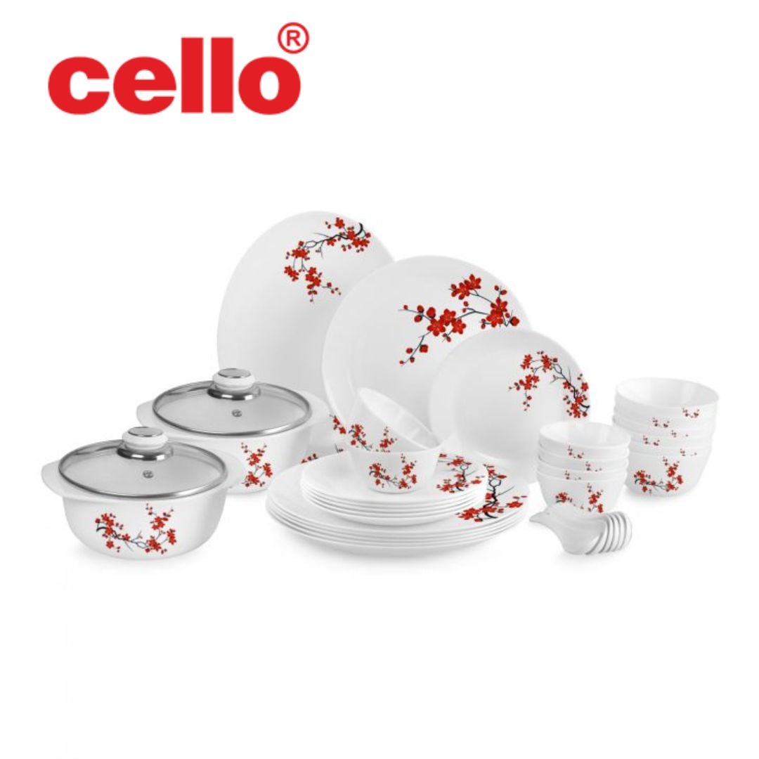 Cello Zarah Ds 35 Pcs Cssrl - Cherry Blossom: Elegantly Crafted Dinnerware Set