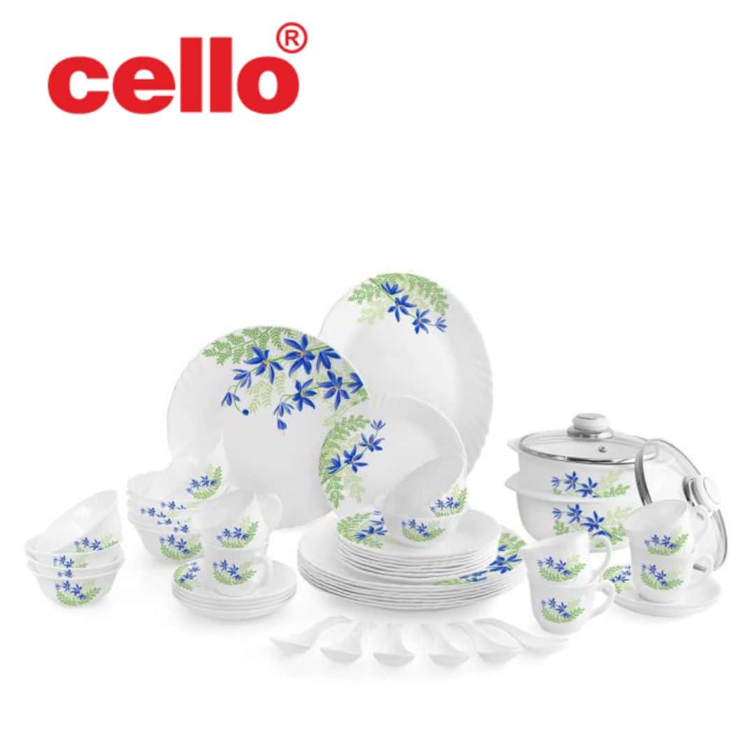 Elegant & Floral: Cello Imperial Ds 35 Pcs Dinnerware Set (Blue Primrose)