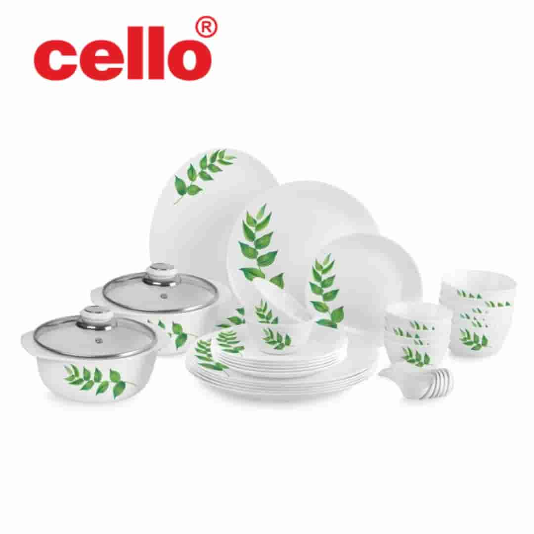 Nature-Inspired Elegance: Cello Zarah Ds 35 Pcs Dinnerware Set (Green Foliage)