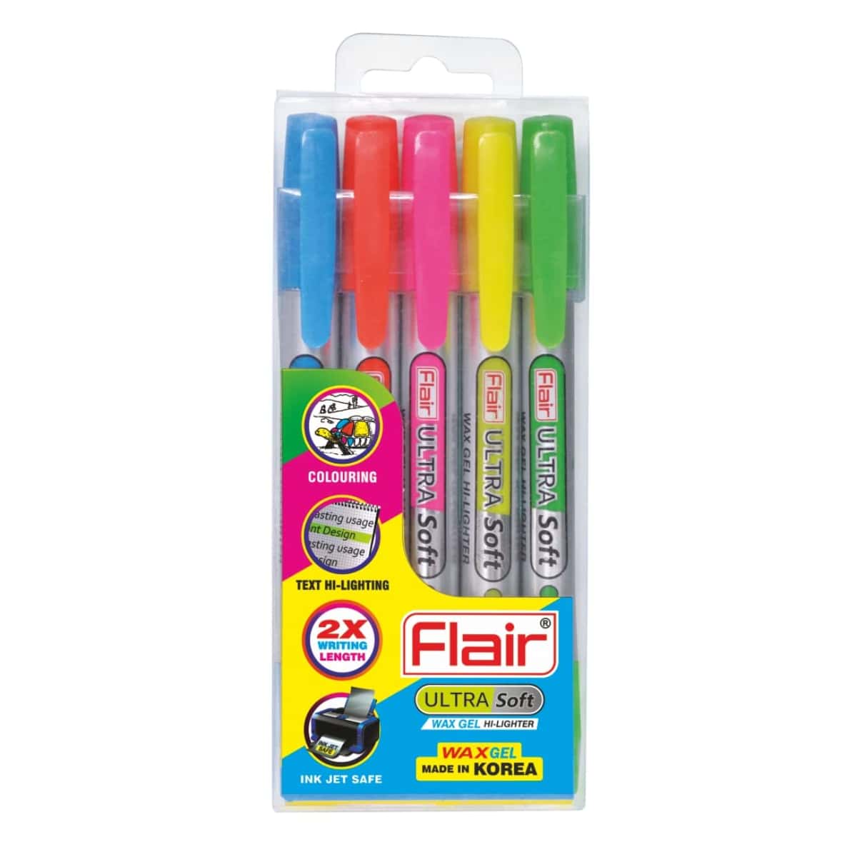 Flair Ultra Soft Wax Hi Lighter Pack Of 5 Assorted