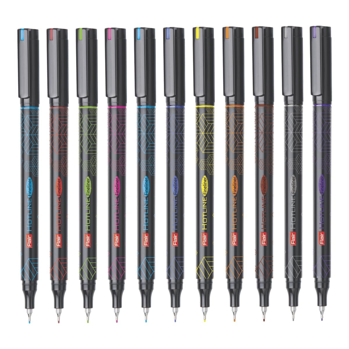 Flair Hotline Fineliner Metal Tip Pen Set Of 10