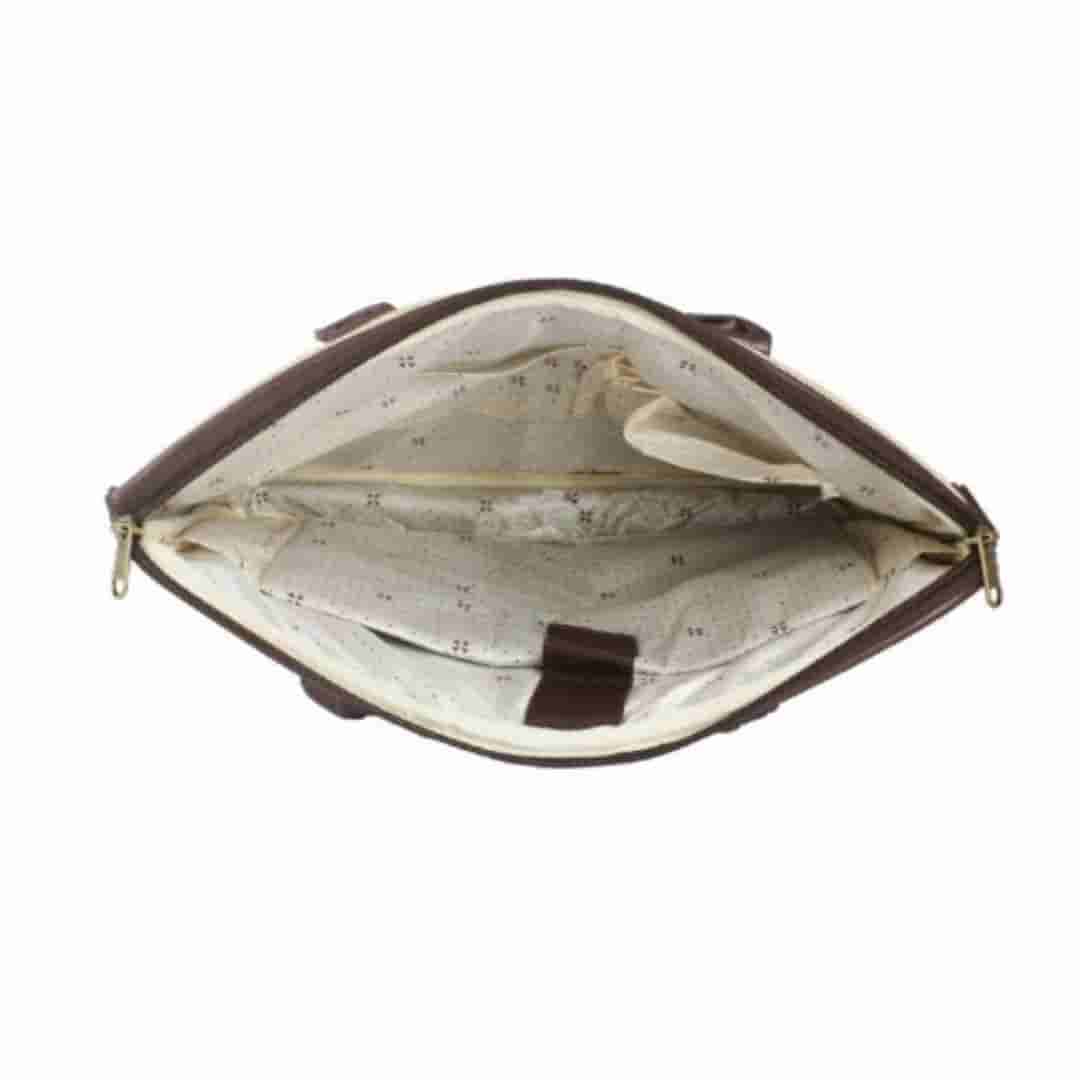 Sustainable Brown Jute Laptop Bag with Back Zip