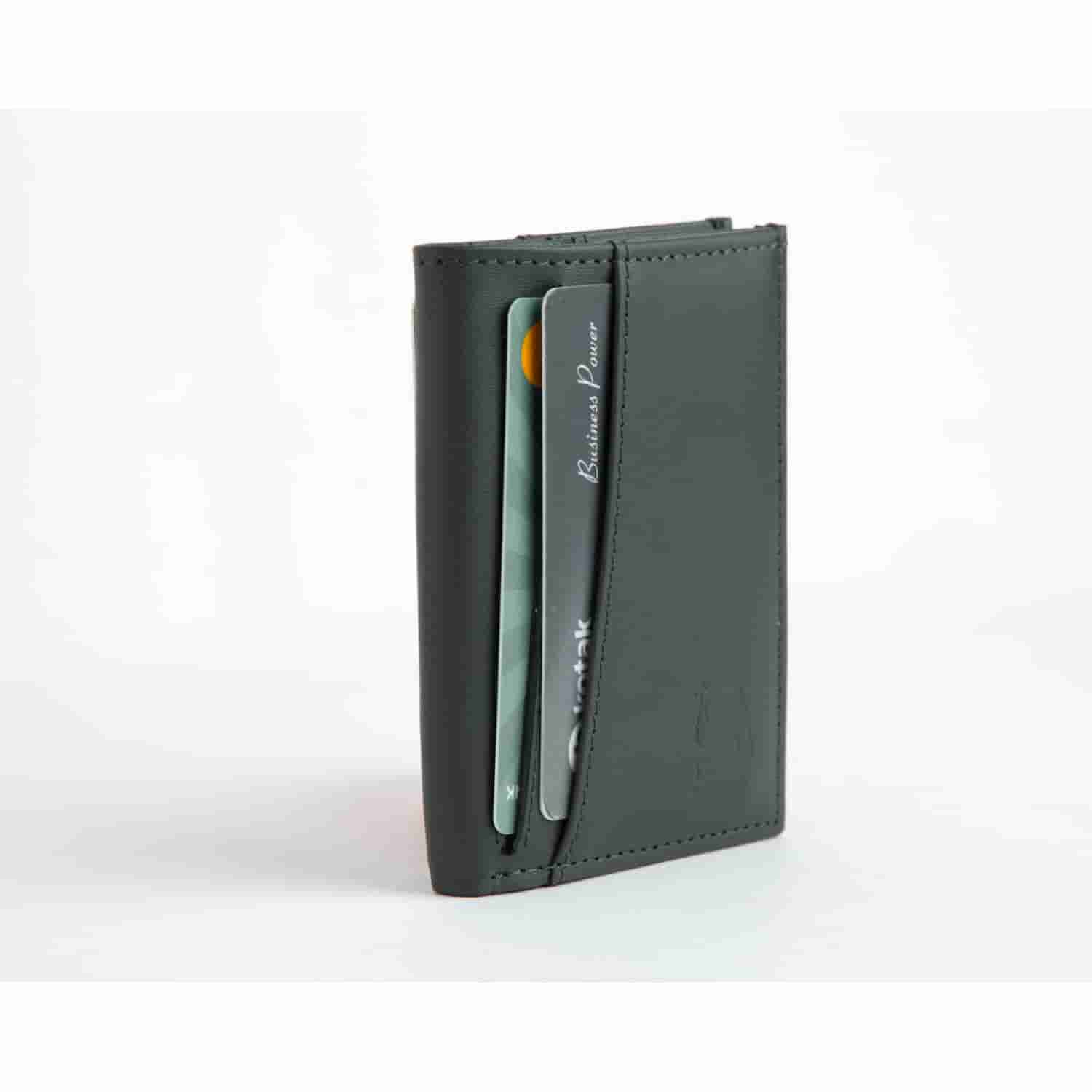 Leather Chef Mini Wallet Army Green