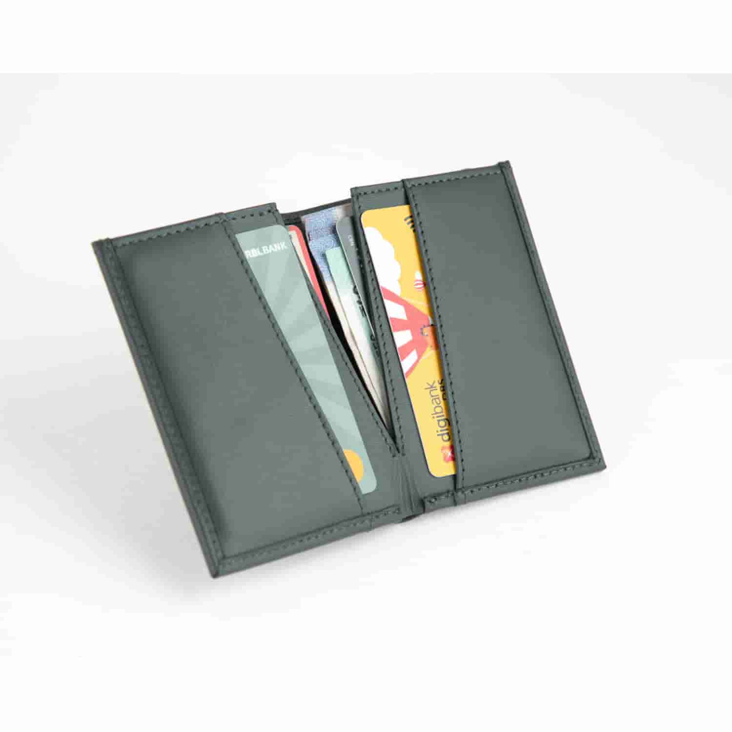 Leather Chef Mini Wallet Army Green