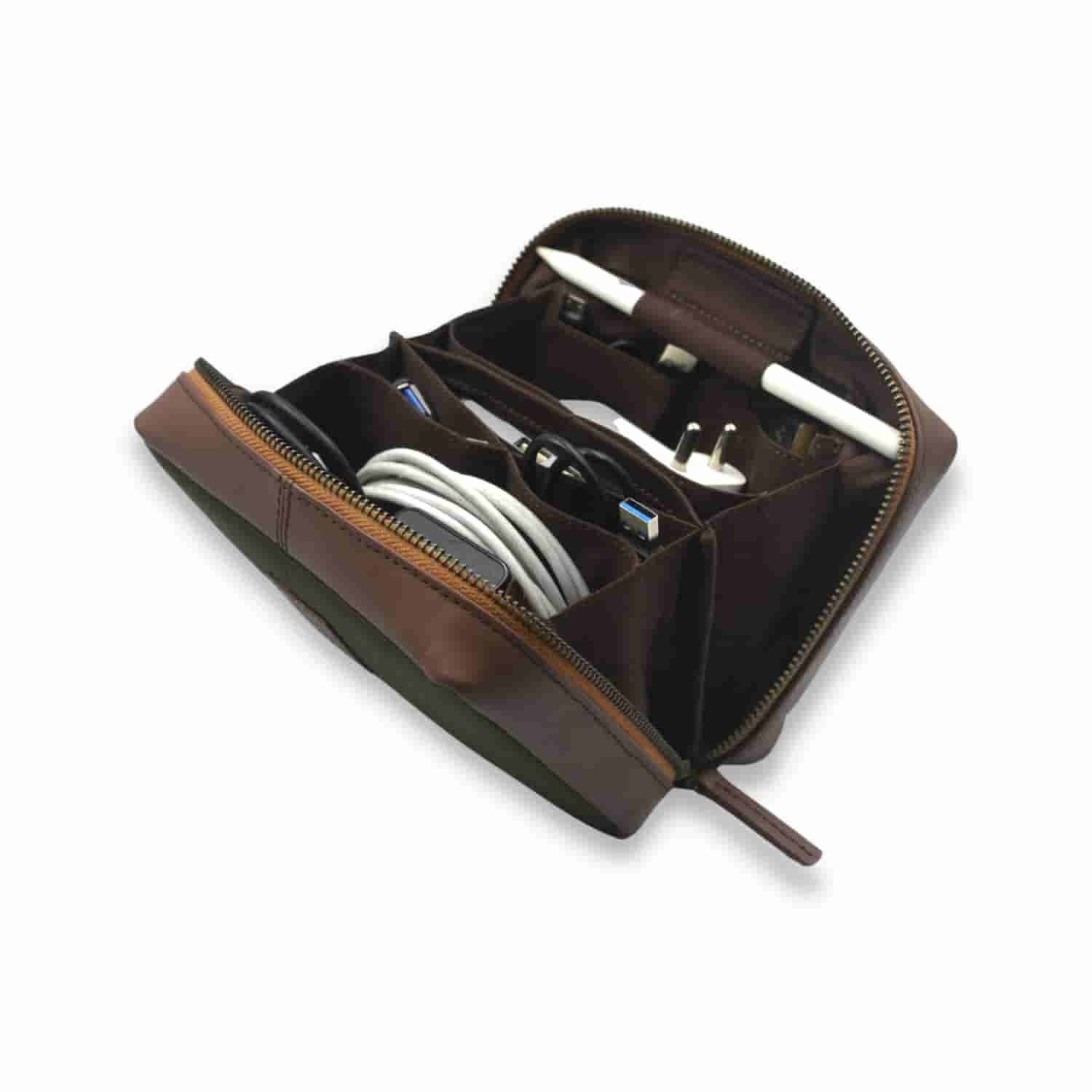 Leather Chef Tech Pouch Olive (Mini)