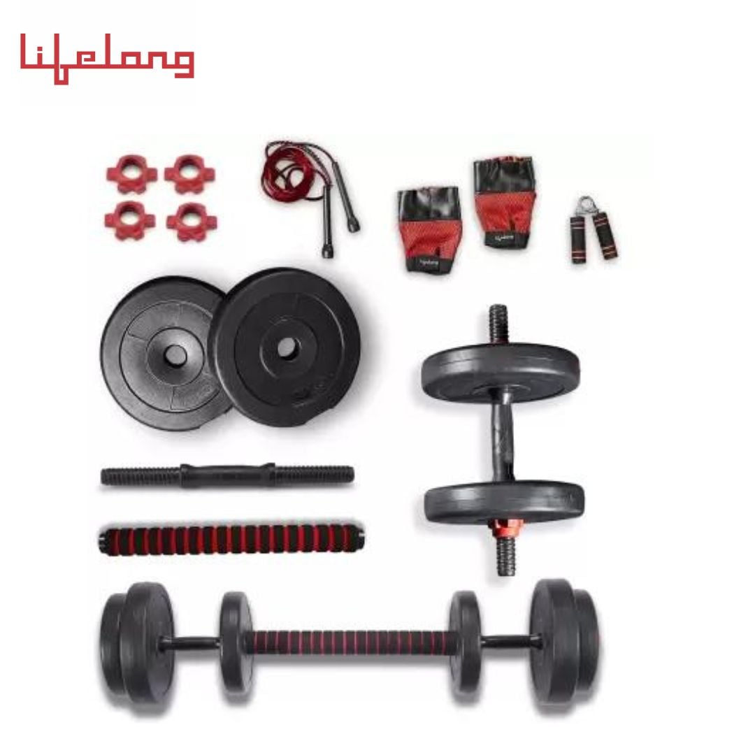Lifelong 10 kg LLPVCHGC04 PVC Home Gym Set with Gym Accessories Home Gym Combo