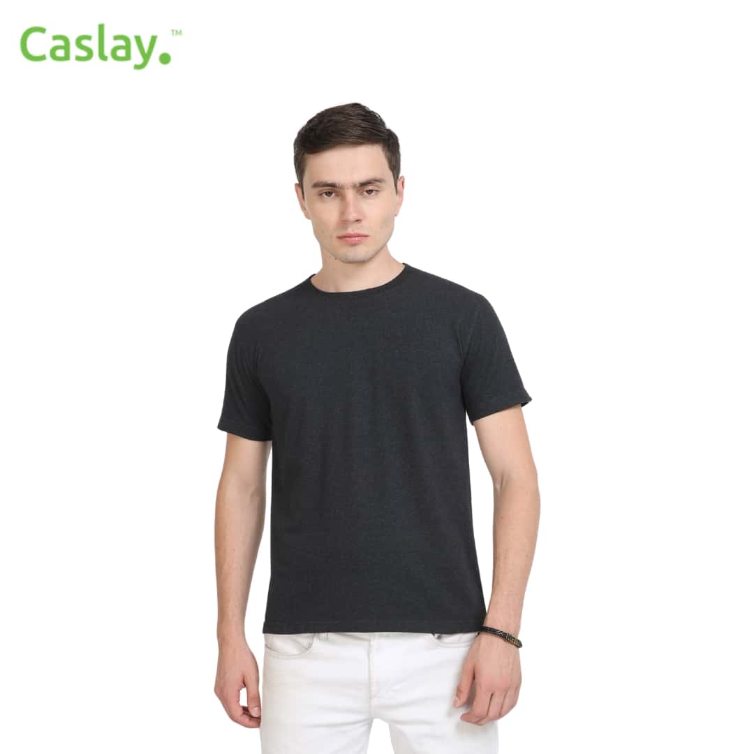Caslay Crew Neck T-Shirts - Charcoal Melange