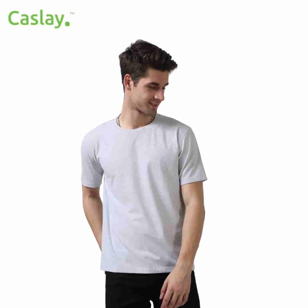 Caslay Crew Neck T-Shirts - White Melange