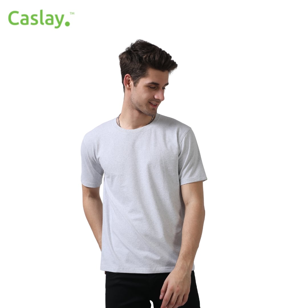 Caslay Crew Neck T-Shirts - White Melange