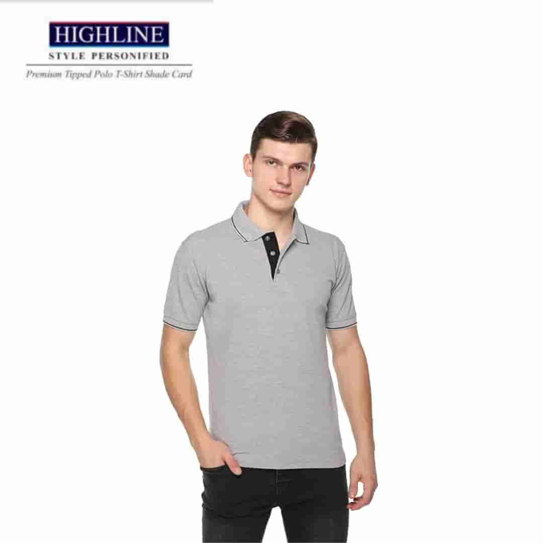 PIKMEE Men's HIGHLINE Polo T Shirt Grey-M Black