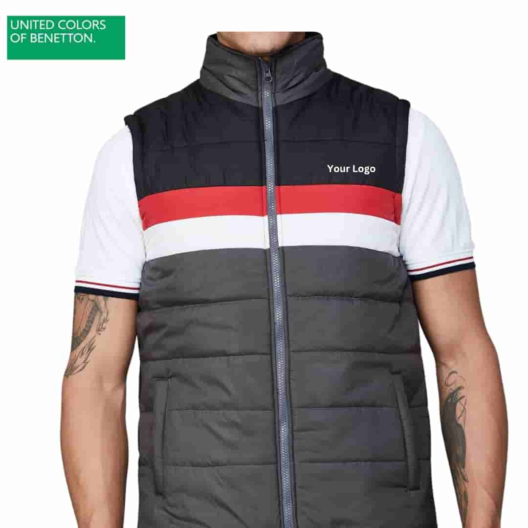 United Colors of Benetton Sleeveless Bomber Jacket Black-Red